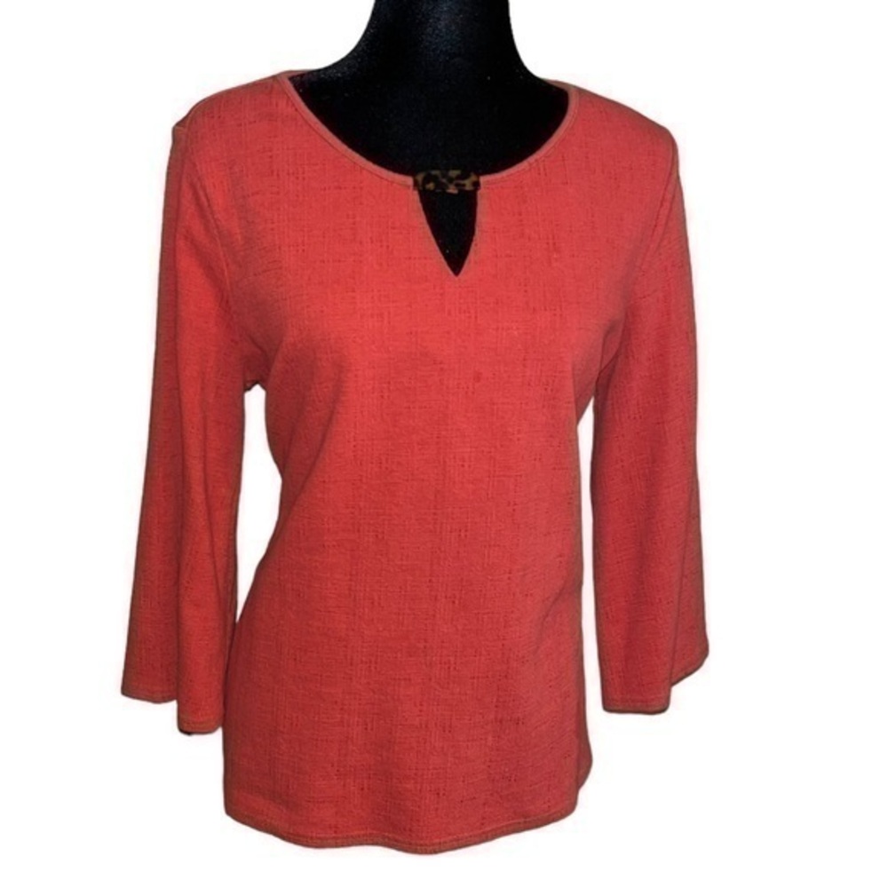 Peck & Peck Tortoise Shell Bell Sleeve Top